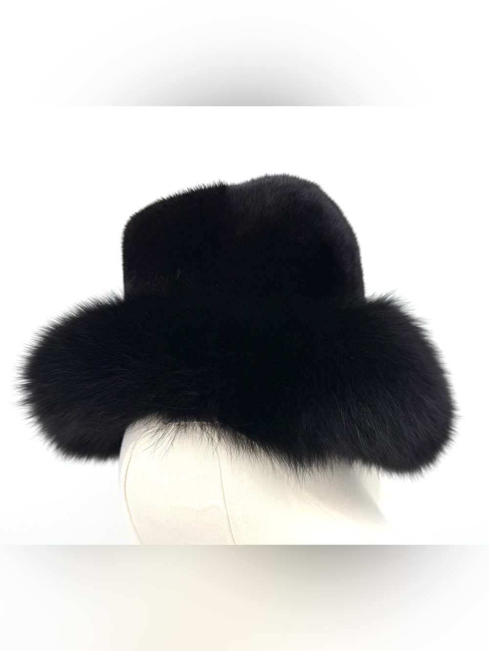 Estate vintage Black mink and fox fur hat